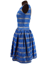 True Vintage Blue and Gold 1950s Dress