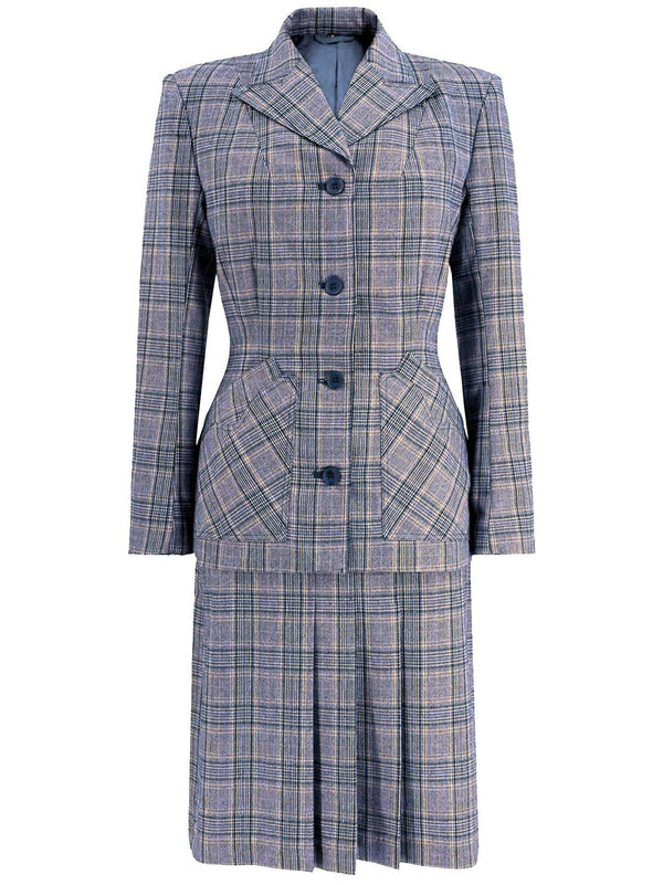 1940s Style CC41 Homefront Skirt Suit Navy Blue