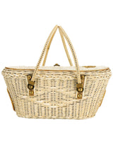 Vintage Woven Beaded Basket Bag