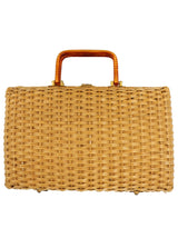 Vintage Oversized Woven Bag with Lucite Handles