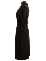 Black Vintage Sunray Pleat Wool Dress