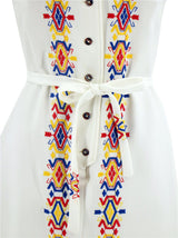 True Vintage 1960s White Colourful Embroidered Dress