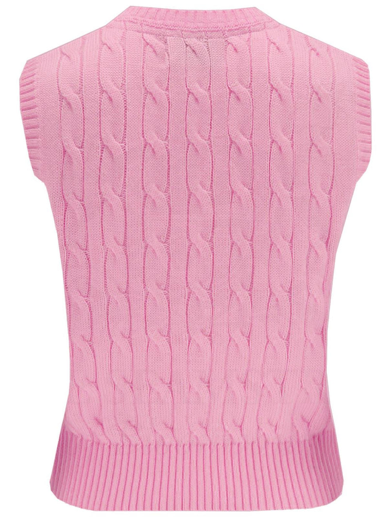 Pink Vintage Style Cable Tank Top Vest