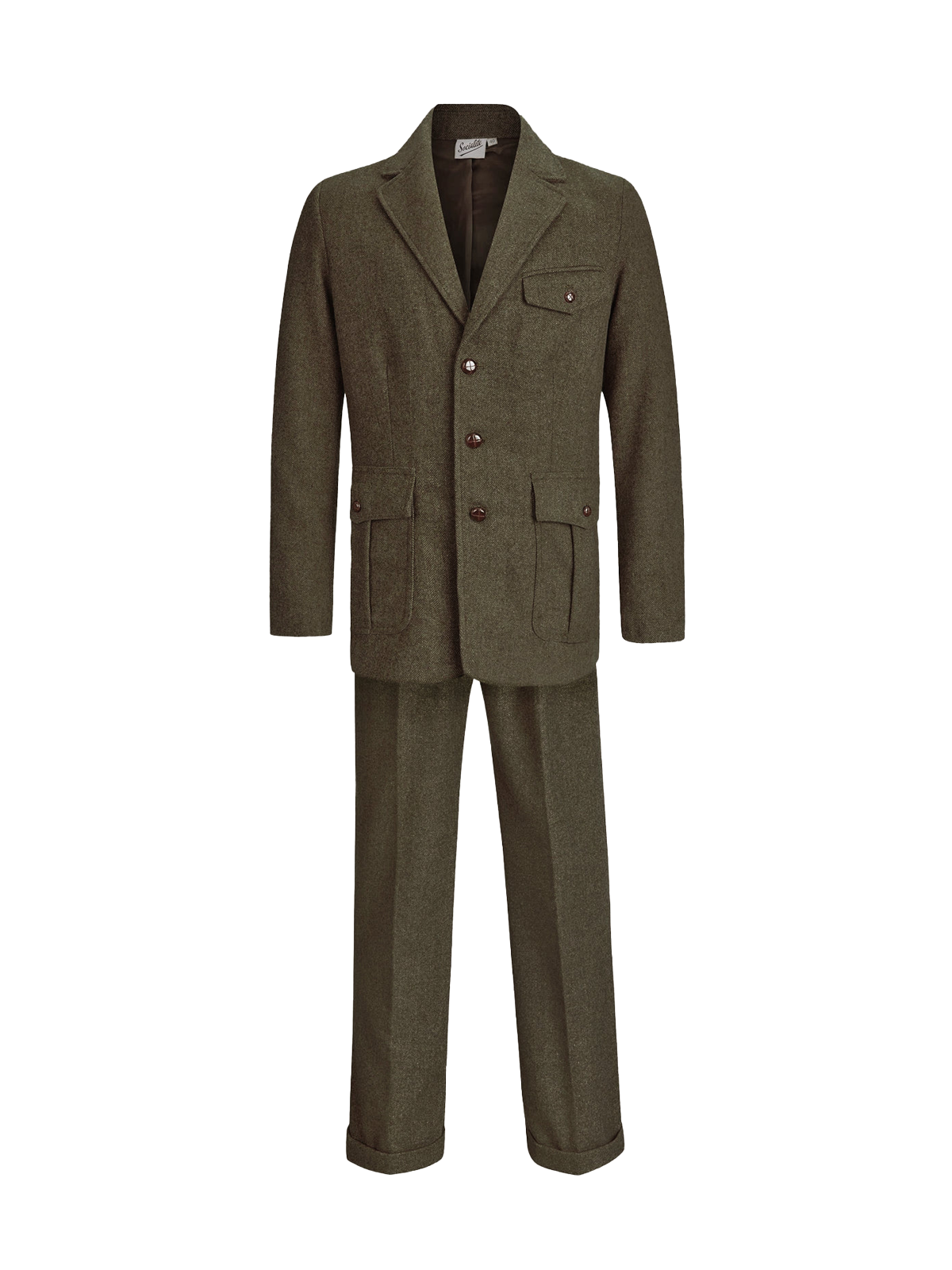 1940s Vintage Clubman Herringbone Wool Suit - Green – RevivalVintage