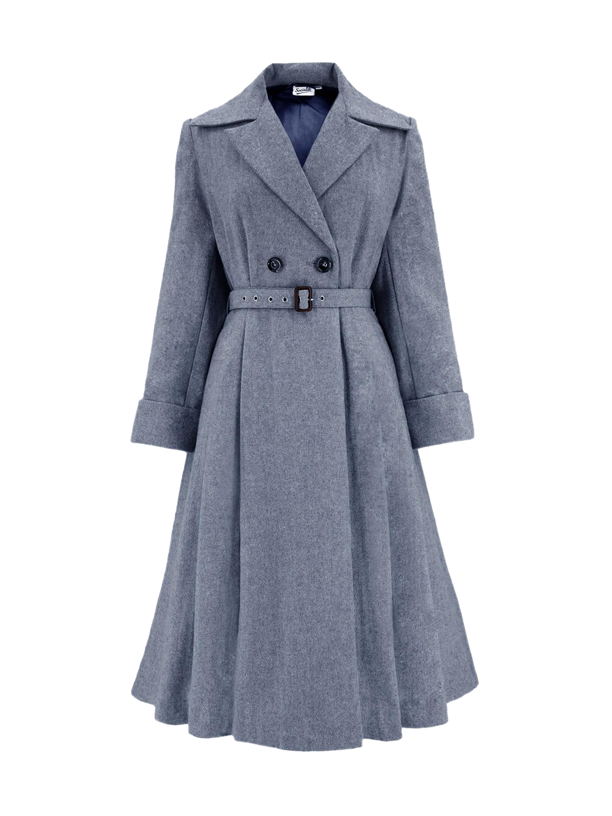 Collar 40s Style Coat 1940s Vintage Promenade Swing Coat Navy Blue