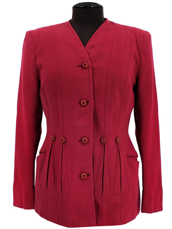 Vintage 1940s Raspberry Red Pleated Jacket
