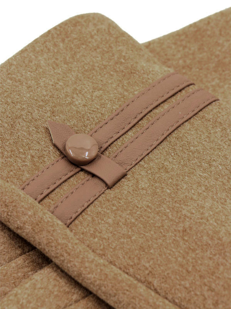 Leather Detail Camel Brown Vintage Style Winter Gloves