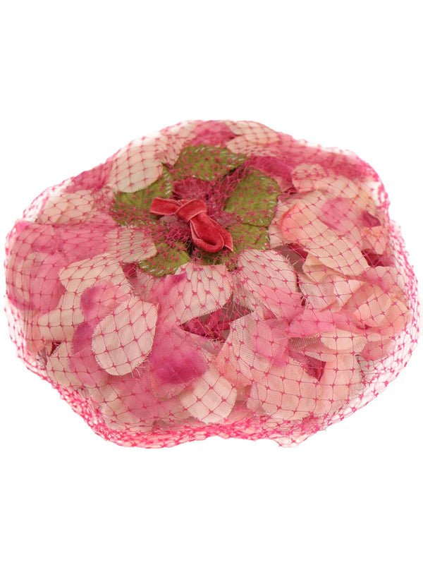 Pink Floral Net Vintage Circlet Hat
