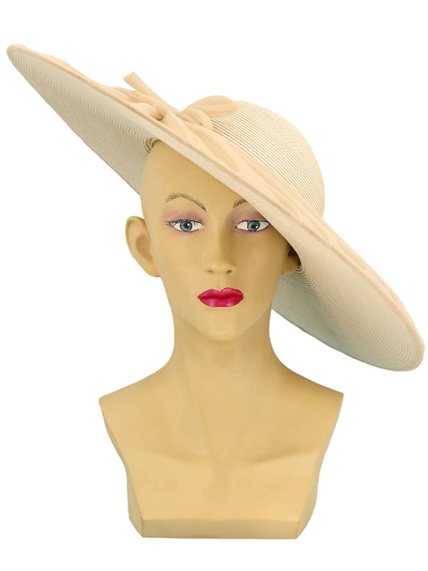 Ivory Tulle 1940s Vintage Cartwheel Hat