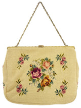 Vintage Floral Petit Point Oversized Tapestry Bag