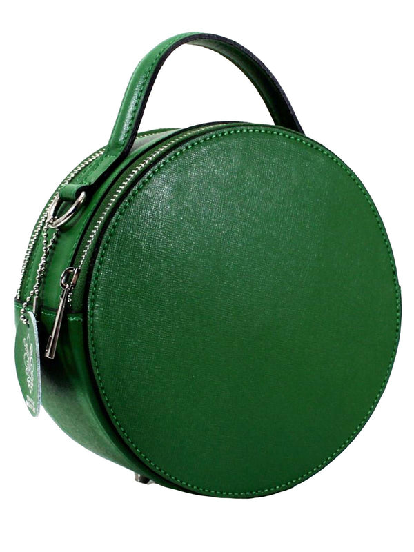 Real Leather Green Round Vintage Style Bag