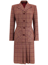 1940s Style CC41 Homefront Skirt Suit Claret Red
