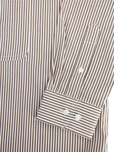 Cedar Brown All Over Stripe Vintage Club Collar Shirt with Gold Stud