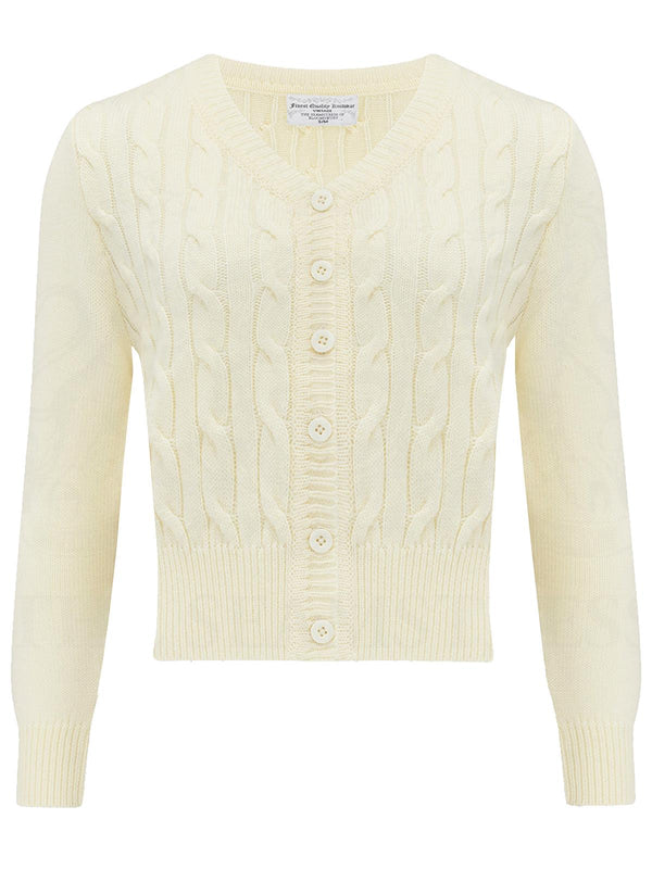 Cream Cable Knit Vintage Style Cardigan