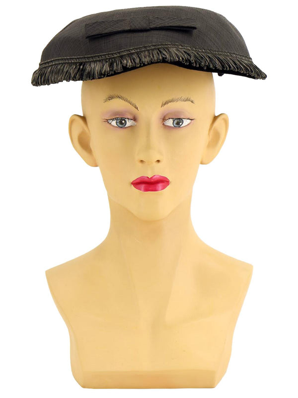 True Vintage Raffia Edged Black Hat