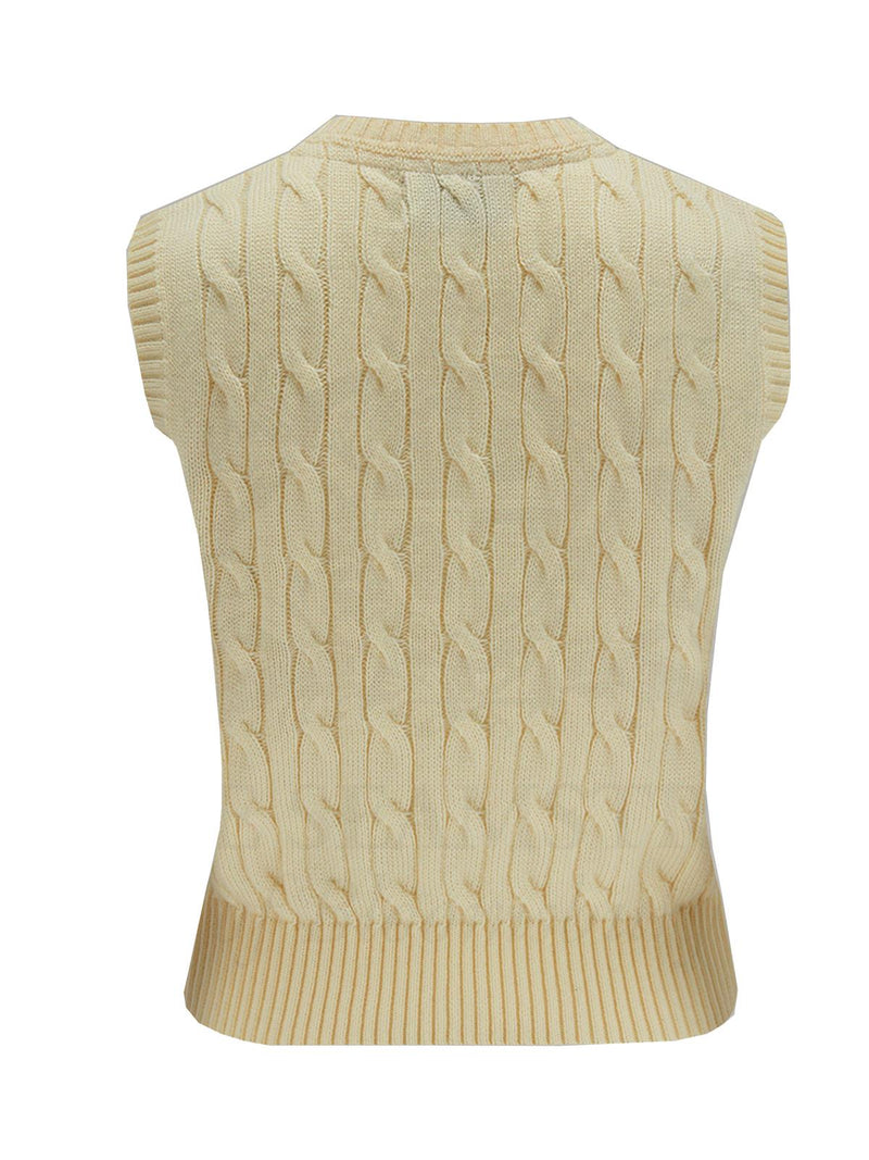 Cream Vintage Style Cable Knit Tank Top