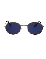 Retro Silver and Indigo Round Frame Sunglasses
