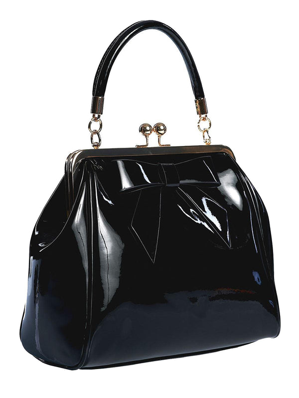Black Vintage Style Bow Decor Frame Bag