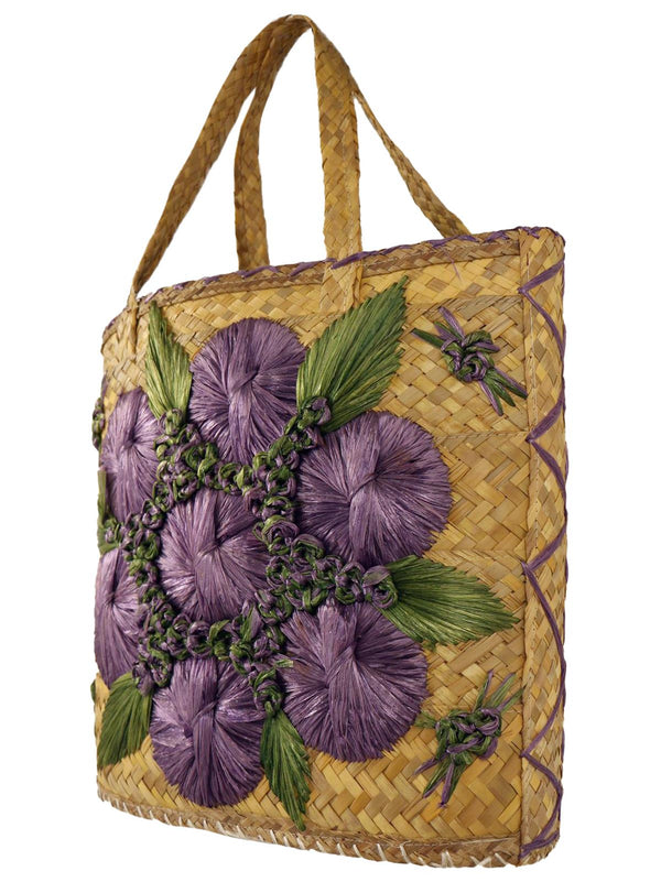 Vintage Tiki Style Purple Summer Basket Bag