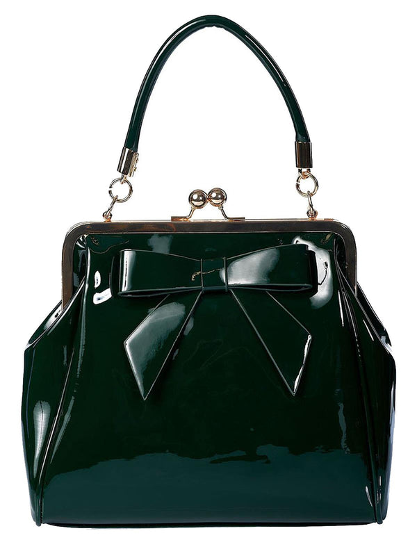 Deep Green Vintage Style Bow Decor Frame Bag