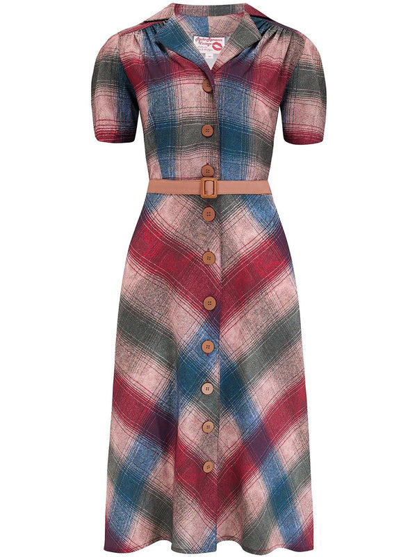Vintage Style Muted Check Shirtwaister Dress