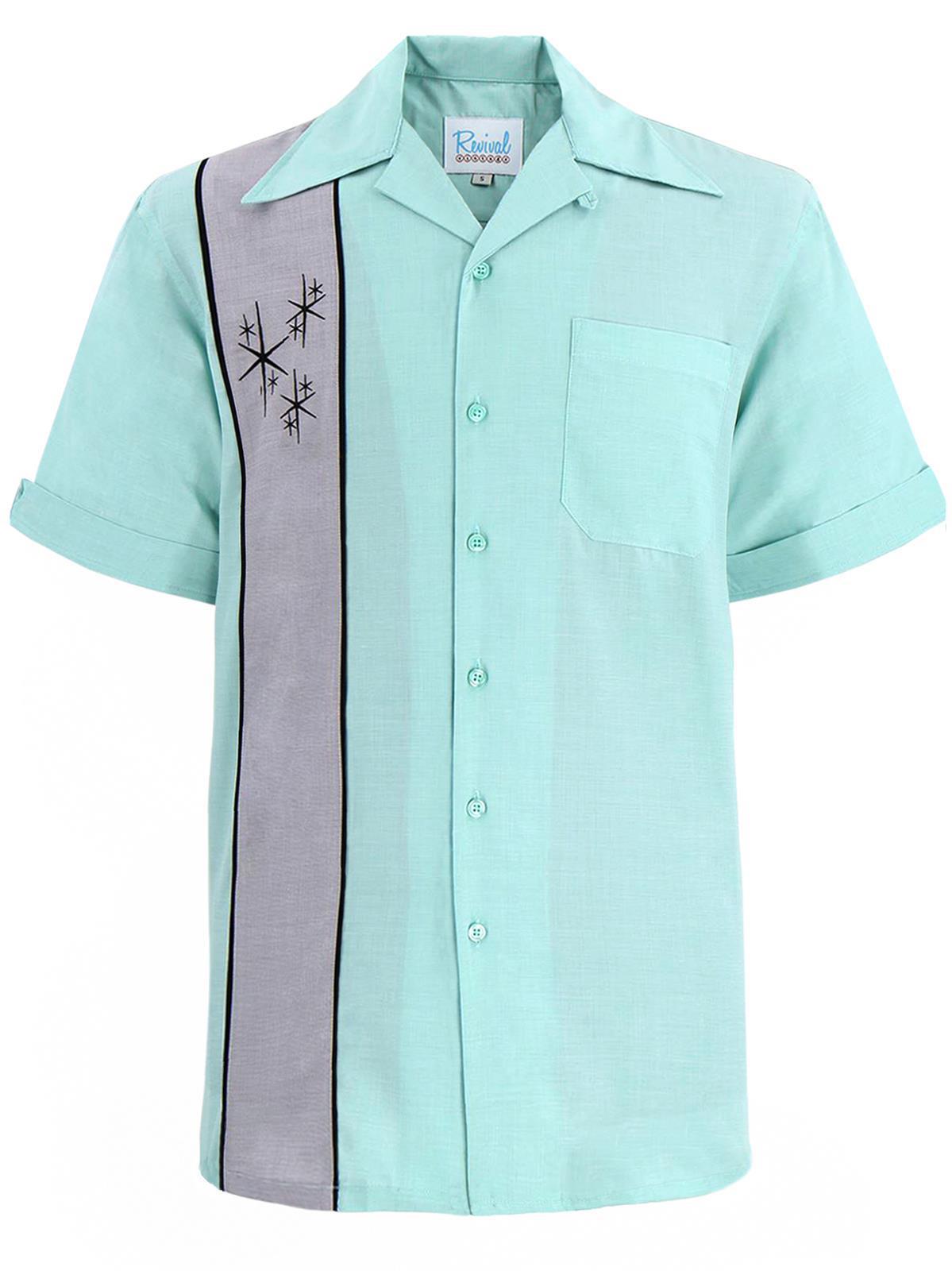 Vintage Style Daytona Bowling Shirt in Mint Green