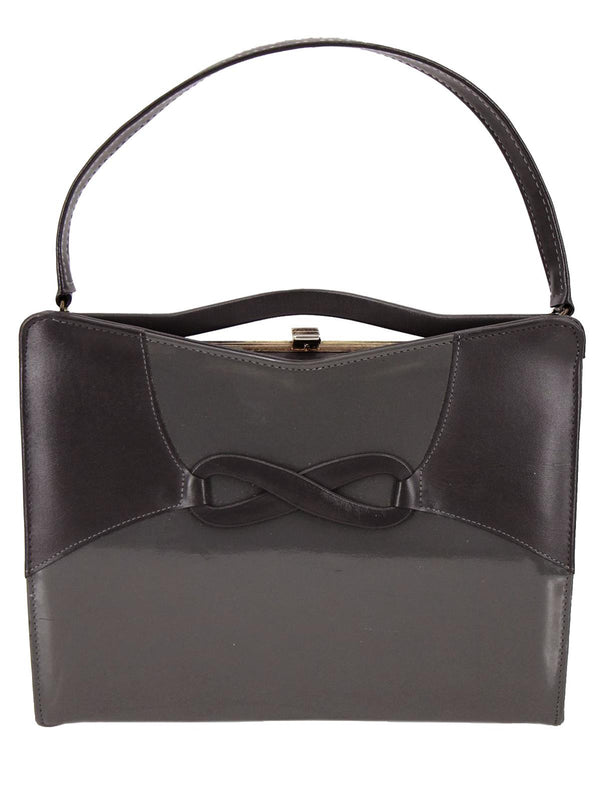Two-Tone Grey Leather Vintage Air-Step Handbag