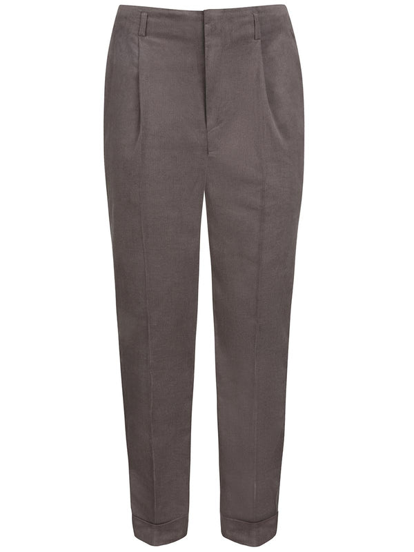 1950s Vintage Chuck Pleated Peg Trousers in Grey Corduroy