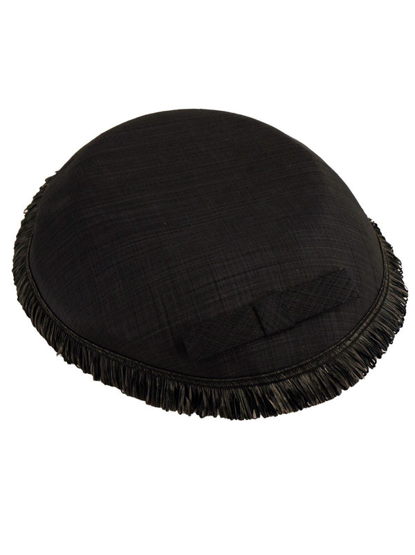 True Vintage Raffia Edged Black Hat