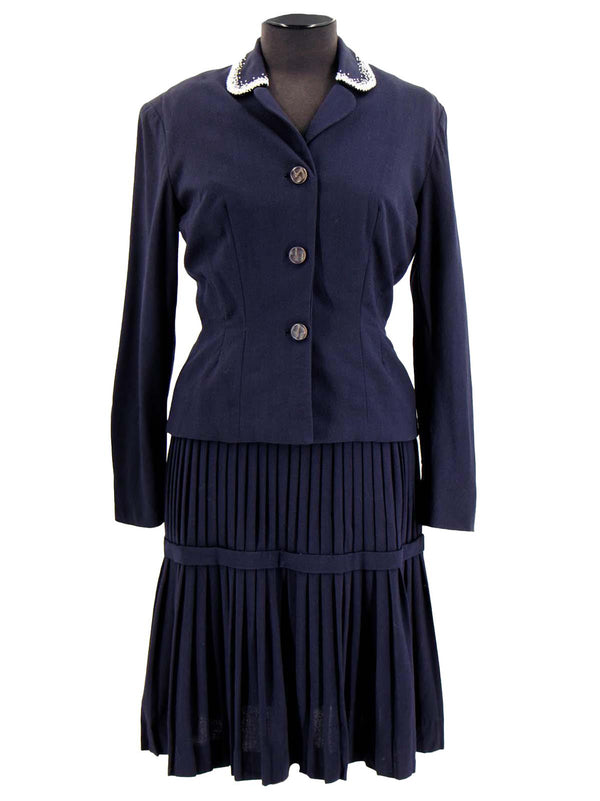 1940s Vintage Navy Blue Atrima Utility Dress Suit
