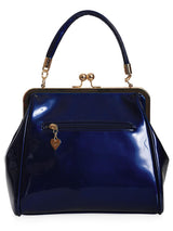 Navy Blue Vintage Style Bow Decor Frame Bag