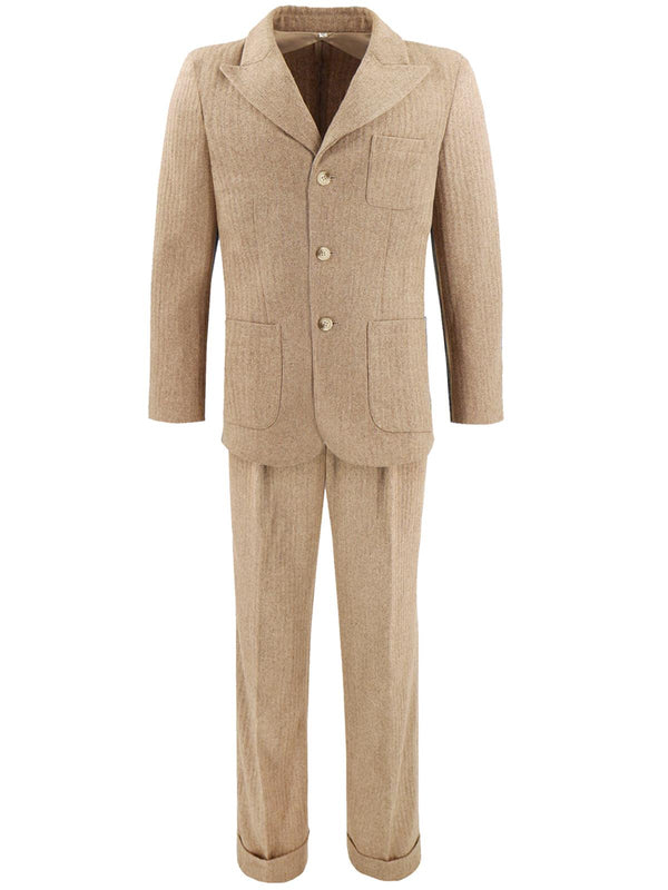 1940s Vintage Gallivant Beige Wool Peak Lapel Suit - Regular