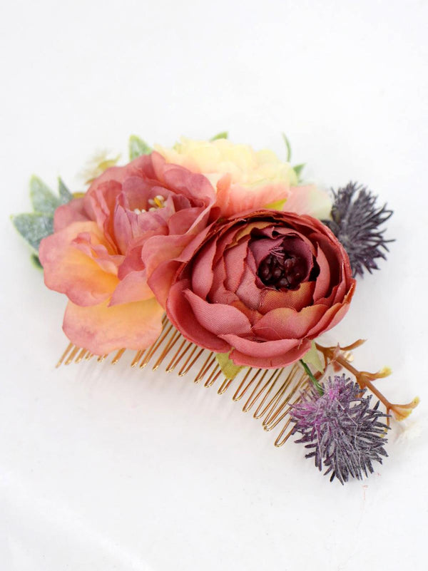 Dusty Rose Vintage Style Hair Flower Comb