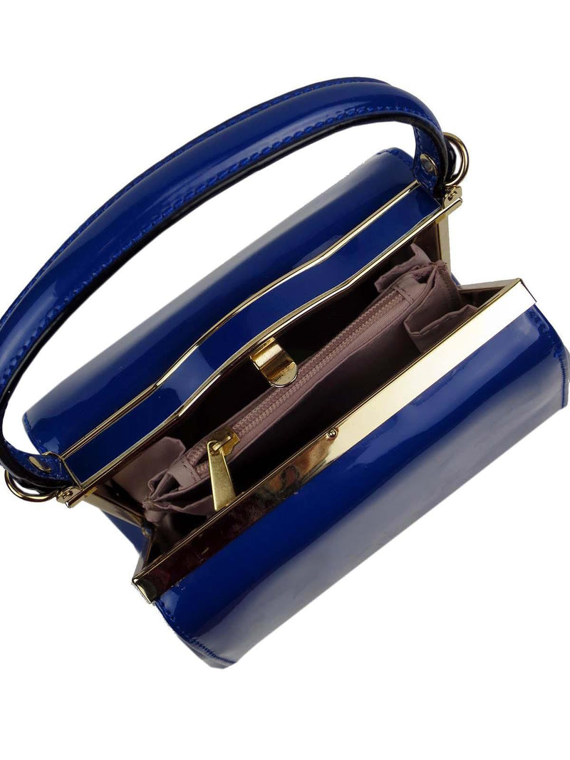 Royal Blue Patent Vintage Inspired Frame Bag