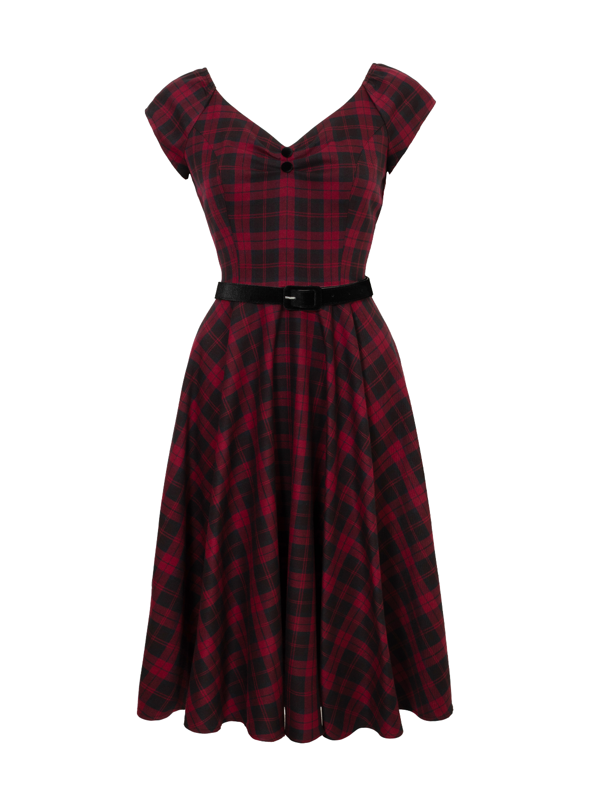 Check Vintage Style Swing Dress Burgundy – RevivalVintage