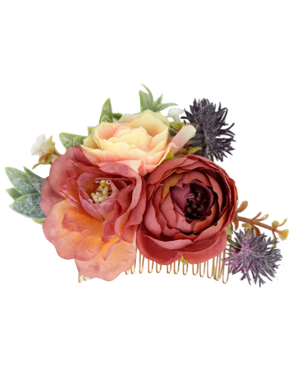 Dusty Rose Vintage Style Hair Flower Comb