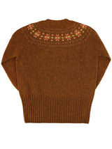 Fairisle 40s Style Pure Scottish Wool Jumper in Sienna Brown