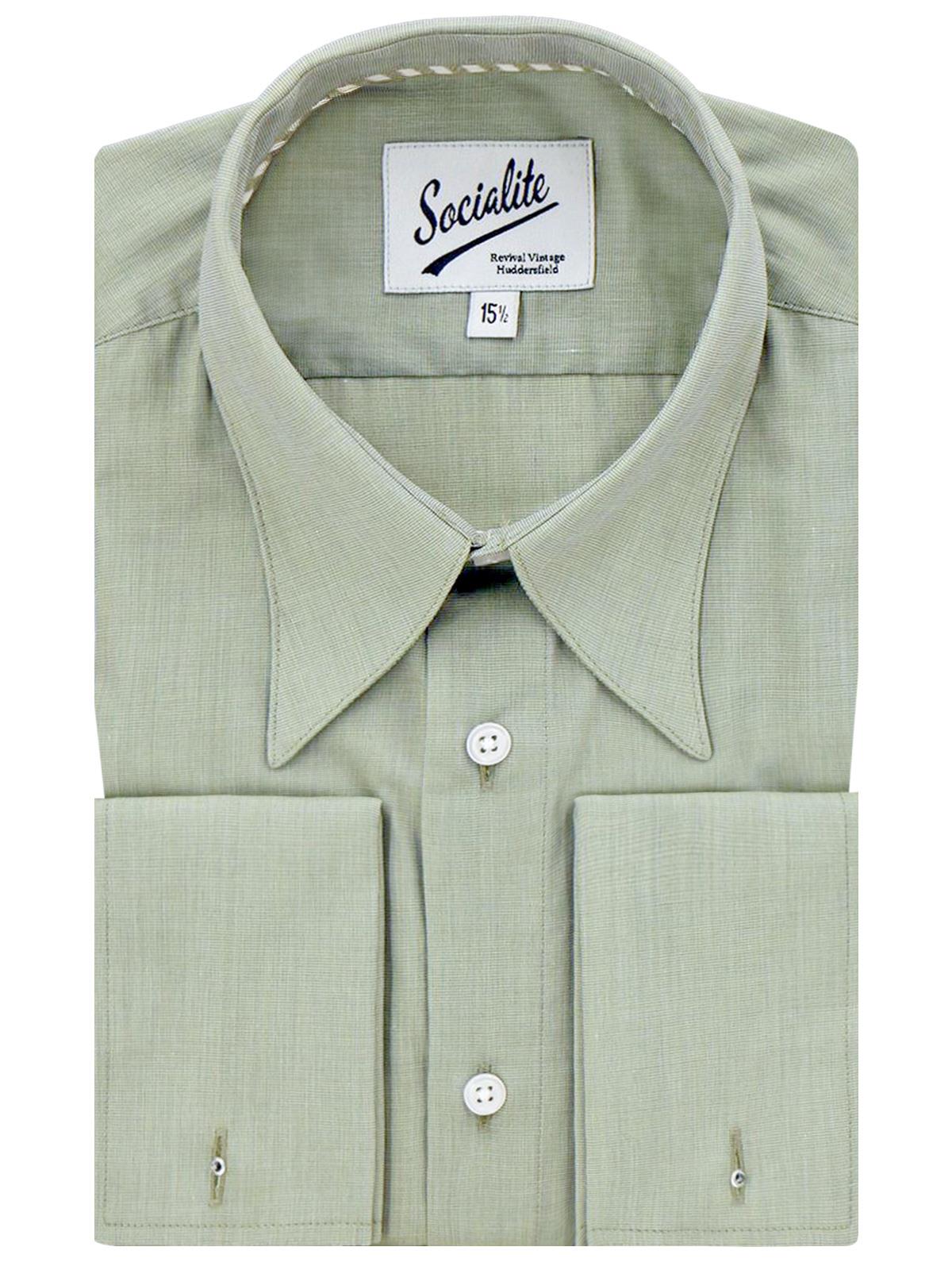 1940s Spearpoint Collar Shirt - Sage – RevivalVintage