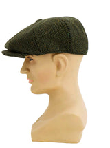 Vintage Style Green Flecked Herringbone Newsboy Cap