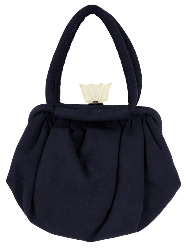 Vintage 1940s Navy Fabric Handbag Bakelite Clasp