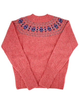 Fairisle 40s Style Pure Scottish Wool Jumper in Rosebud Pink
