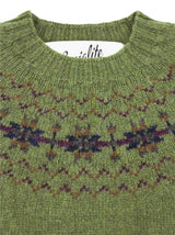 Fairisle 40s Style Pure Scottish Wool Jumper in Olive Green