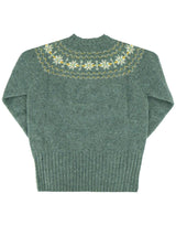 Fairisle 40s Style Pure Scottish Wool Jumper in Graphite Green