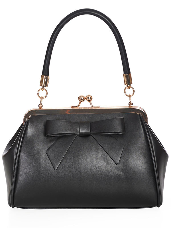 Retro Black Small Bow Decor Handbag