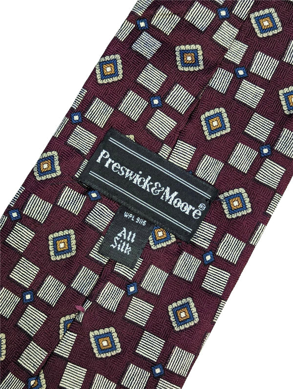 Preswick & Moore Dark Red Patterned Vintage Tie