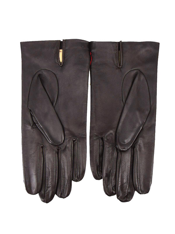 Dents Luxury Brown Leather & Silk Gloves