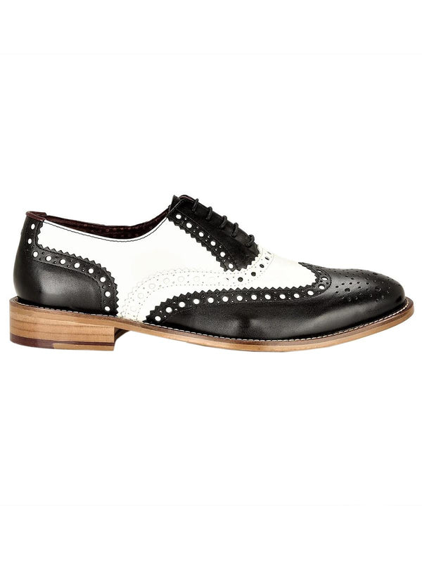 Black & White Leather Retro Style Spectator Shoes