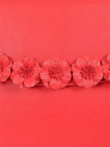 Red Hibiscus Trim Vintage Style Floral Handbag