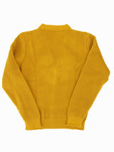 Mustard Yellow Waffle Knit V-Neck Vintage Style Cardigan