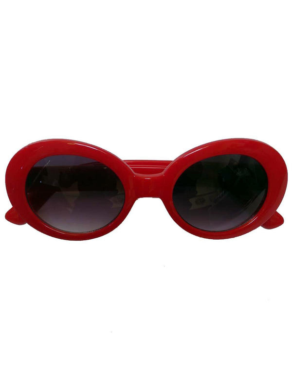 Red 1960s Style Oval Mod Sunglasses